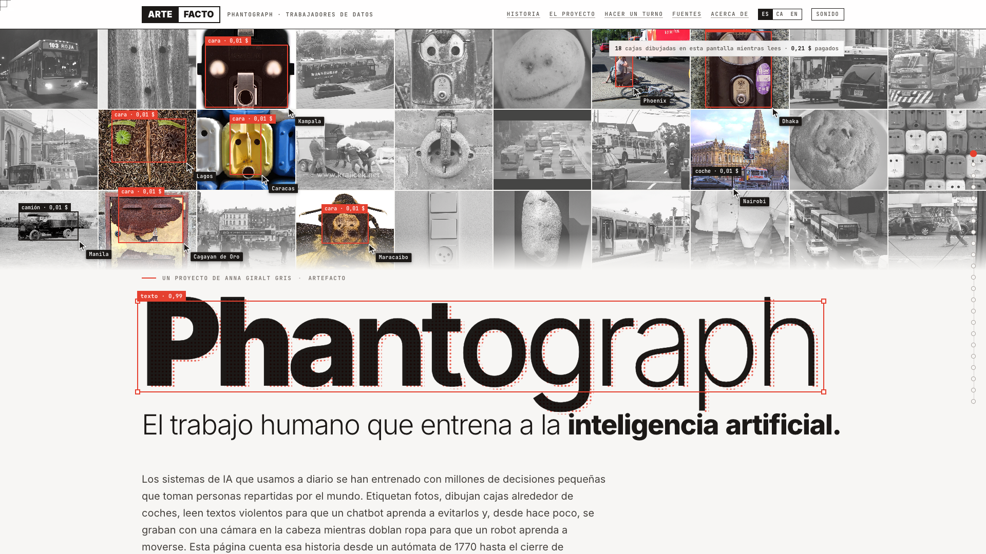 Phantograph, portada de la web del proyecto